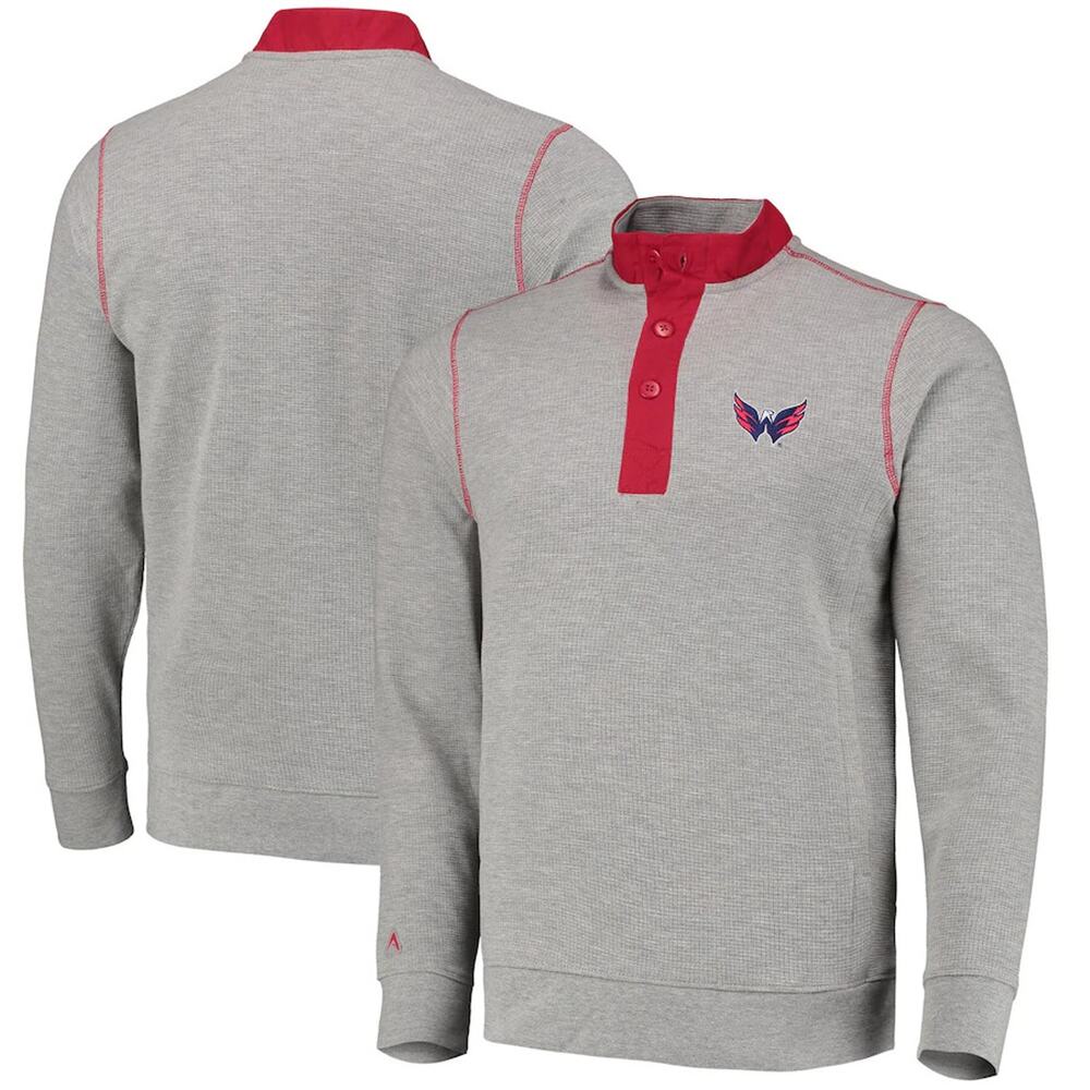 Washington Capitals Sweater Men's 2XL Henley Pullover Red Gray Heathered New